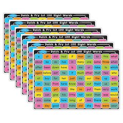 Smart Poly Learning Mat, Double-Sided, Sight Words 1st & 2nd 100, Pack of 6
