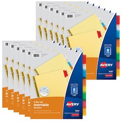 Big Tab Insertable Dividers, Buff Paper, 8-Tab Set, Multicolor, 12 Sets
