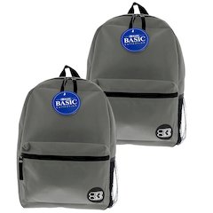 16" Basic Backpack, Gray, Pack of 2