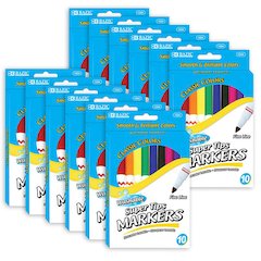Washable Markers, Super Tip, 10 Per Pack, 12 Packs