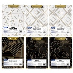 Paperboard Clipboard with Gold Low Profile Clip, Pack of 6