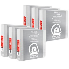 Slant D Ring View Binder with 2 Pockets, 2", White, Pack of 6