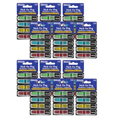 Neon Color Printed Sign Here Flags with Dispenser, 100 Per Pack, 12 Packs