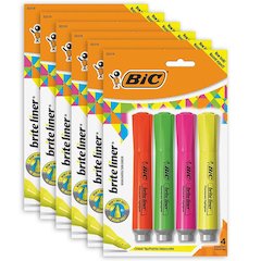 Brite Liner Grip Tank Highlighter, Chisel Tip, 4 Per Pack, 6 Packs