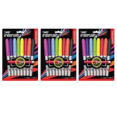 Intensity Permanent Marker, Fine Point, Assorted Colors, 8 Per Pack, 3 Packs