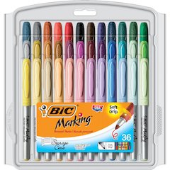 Bic Mark It Permanent Markers 36Pk, Fine Point Asstd Color