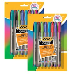 Cristal Xtra Bold Fashion Ballpoint Pen, Medium Point, 24 Per Pack, 2 Packs