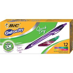 Gel-ocity Quick Dry Retractable Gel Pens, Assorted Fashion Colors, Pack of 12