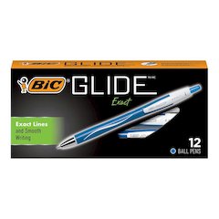 Glide Exact Retractable Ball Point Pen, Fine Point (0.7 mm), Blue, 12-Count