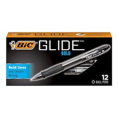 Glide Bold Retractable Ball Point Pen, Bold Point (1.6mm), Black, 12-Count