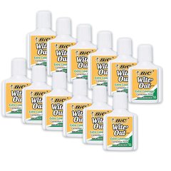 Wite Out Correction Fluid, Extra Coverage, Pack of 12