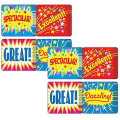 Positive Words Motivational Stickers, 120 Per Pack, 12 Packs