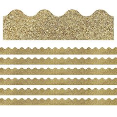 Sparkle + Shine Gold Glitter Scalloped Border, 39 Feet Per Pack, 6 Packs