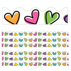 Kind Vibes Doodle Hearts Scalloped Borders, 39 Feet Per Pack, 6 Packs