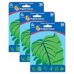 One World Tropical Leaves Cut-Outs, 36 Per Pack, 3 Packs