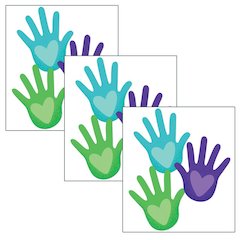 One World Hands with Hearts Cut-Outs, 36 Per Pack, 3 Packs