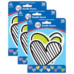 Kind Vibes Doodle Hearts Cut-Outs, 36 Per Pack, 3 Packs