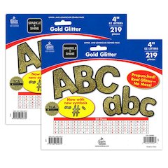 Shine Gold Pack EZ Letters, 4-inch, 219 Pieces Per Pack, 2 Packs
