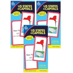 U.S. States & Capitals Flash Cards, Grade 3-5, Pack of 3