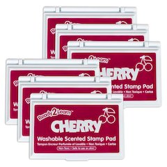 Washable Stamp Pad - Cherry Scent, Dark Red - Pack of 6