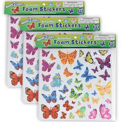 Foam Stickers - Butterflies - 172 Per Pack - 3 Packs