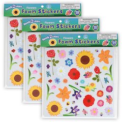 Foam Stickers - Flowers - 152 Per Pack - 3 Packs