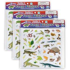 Foam Stickers - Reptiles and Amphibians - 184 Per Pack - 3 Packs