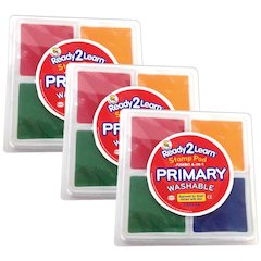 Jumbo 4-in-1 Washable Stamp Pad - Red, Yellow, Green, Blue - Pack of 3