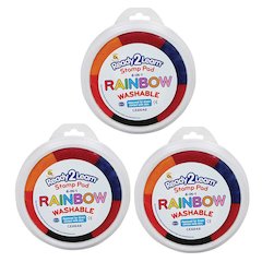 Jumbo 6-in-1 Circular Washable Stamp Pad 6 Colors - 5.75" dia. - Pack of 3