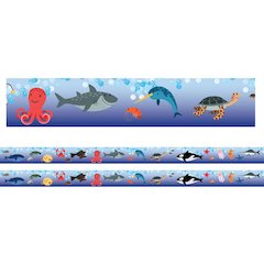 Borders/Trims, Magnetic, Rectangle Cut, Sea Life Theme, 24' per Pack, 2 Packs