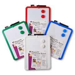 Magnetic Dry Erase Boards, 8.5" x 11" White Surface, Assorted Frames, Pack of 4