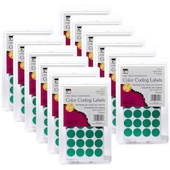 Color Coding Labels, Green, 1000 Per Pack, 12 Packs