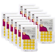 Color Coding Labels, 3/4", Yellow, 1000 Per Pack, 12 Packs