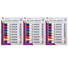 Dry Erase Markers, Barrel Style, Low Odor, Chisel Tip, 8 Per Pack, 3 Packs