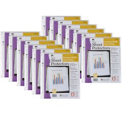 Sheet Protectors, Economy Weight, Letter Size, Clear, 15 Per Packk, 12 Packs
