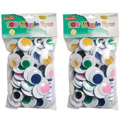 Wiggle Eyes, Jumbo Round, Assorted Colors & Sizes, 100 Per Pack, 2 Packs