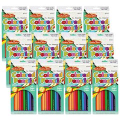 Pre-Sharpened Colored Pencils, Assorted Colors, 7 Inches, 12 Per Set, 12 Sets