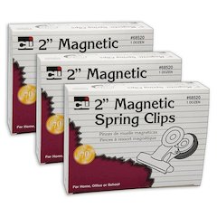 Magnetic Spring Clips, 2", 12 Per Box, 3 Boxes