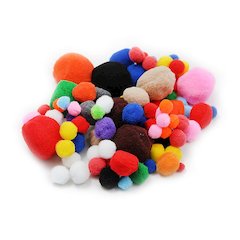 Pom Poms Assorted Sizes & Colors, 1 Pound