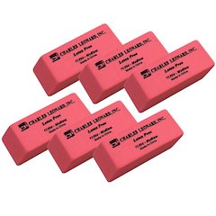 Eraser, Synthetic, Latex Free, Wedge Shape, Pink, Medium, 24 Per Box, 6 Boxes