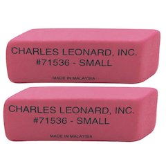 Small Natural Rubber Pink Wedge Eraser, 36 Per Pack, 2 Packs