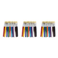 Creative Arts Stubby Flat Brushes, Assorted Colors, 10 Per Pack, 3 Packs
