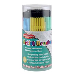 Brushes Artist Plastic Asst Clrs, 144 Tub