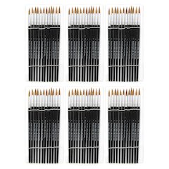 Water Color Paint Brushes, Black Handle, 12 Per Set, 6 Sets