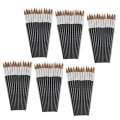 Water Color Paint Brushes with Round Pointed Tip, 12 Per Pack, 6 Packs