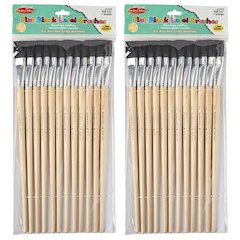 Creative Arts Flat Easel Brushes, 3/4" Bristle, Black, 12 Per Pack, 2 Packs