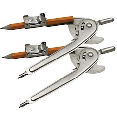Ball Bearing Compass with Golf Pencil, Safety Point, 12 Per Pack, 2 Packs
