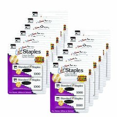 Standard Color Staples, Assorted Colors, 2000 Per Pack, 12 Packs