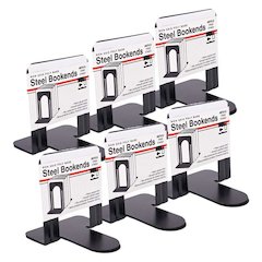 Metal Bookends, 5" Height, Black, 2 Per Set, 6 Sets