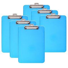 Plastic Clipboard, Letter, Neon Blue, Pack of 6